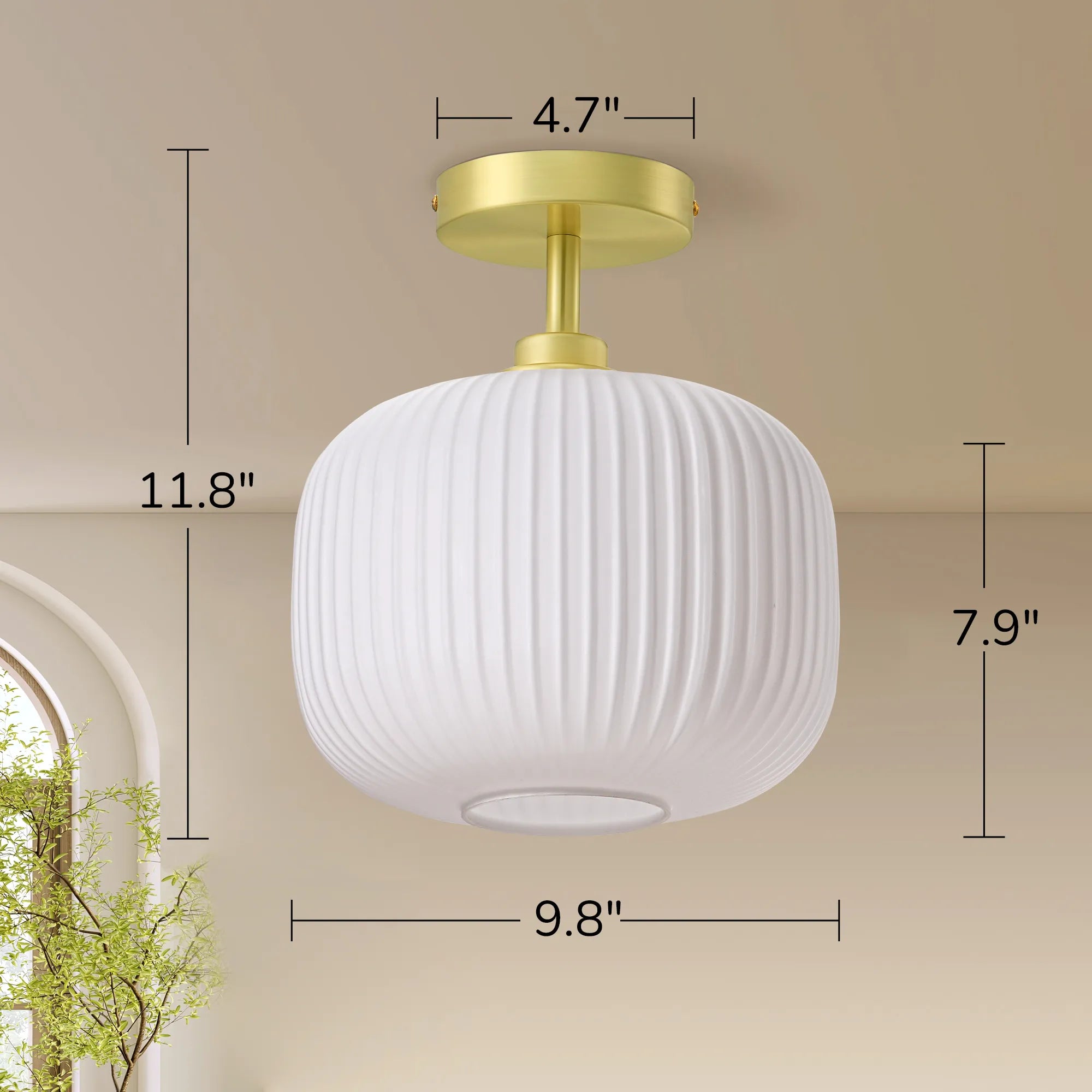 Modern White Glass Flush Mount (10")