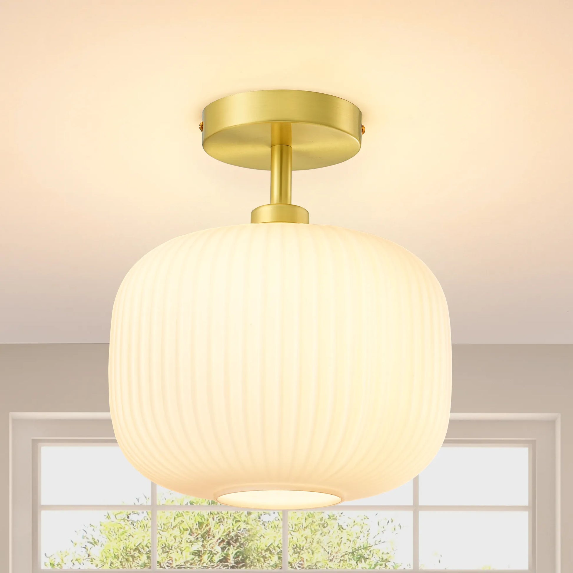 Modern White Glass Flush Mount (10")