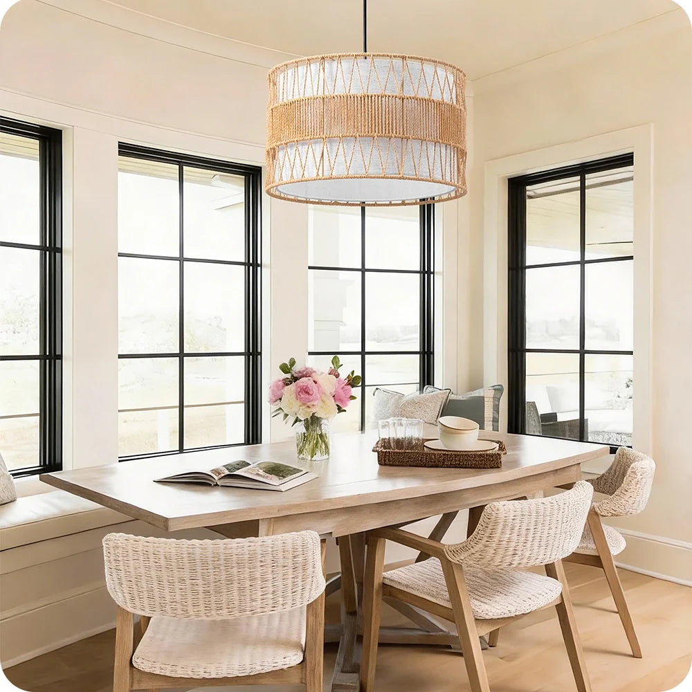 Natural Paper Rope Fabric Pendant Light  (16")