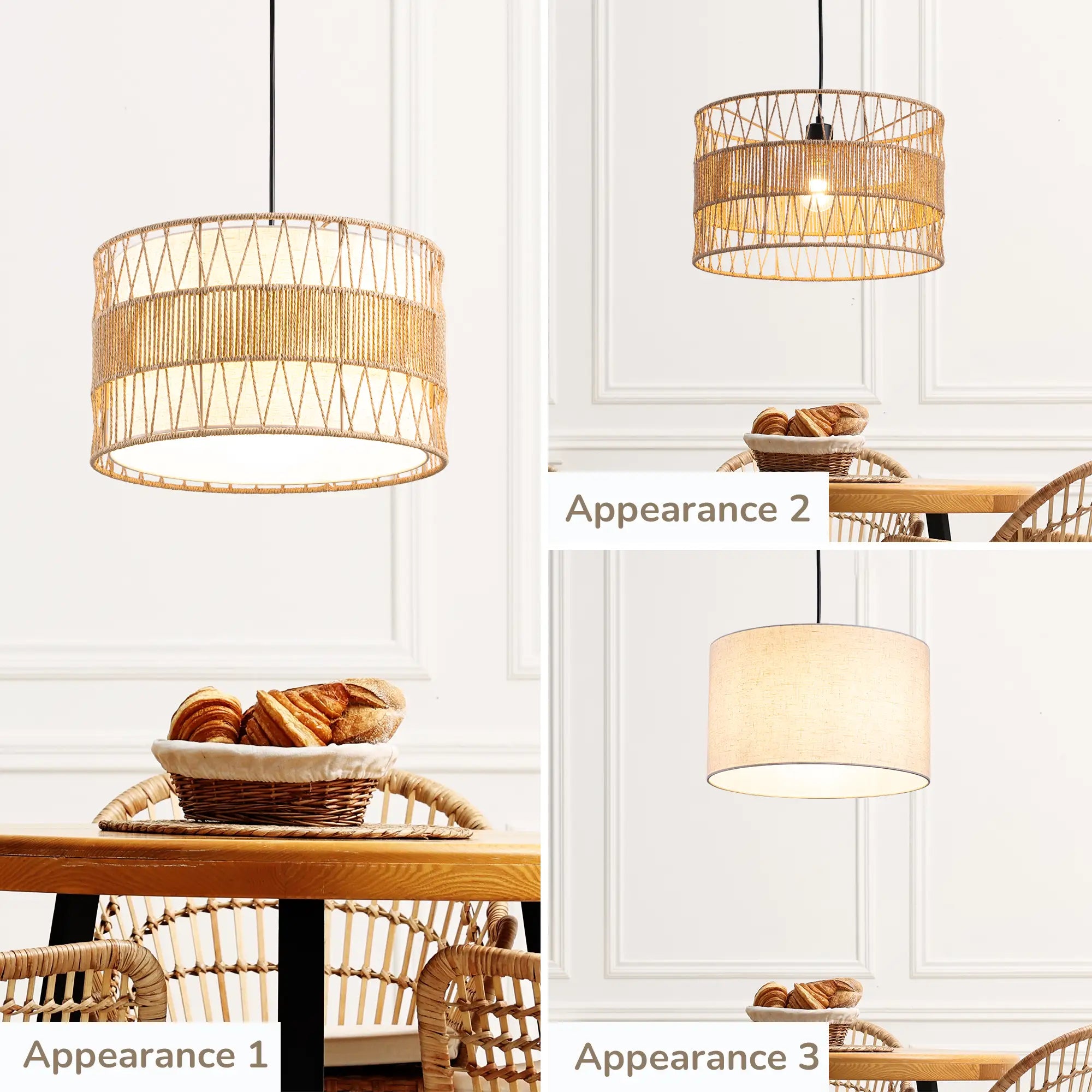 Natural Paper Rope Fabric Pendant Light  (16")