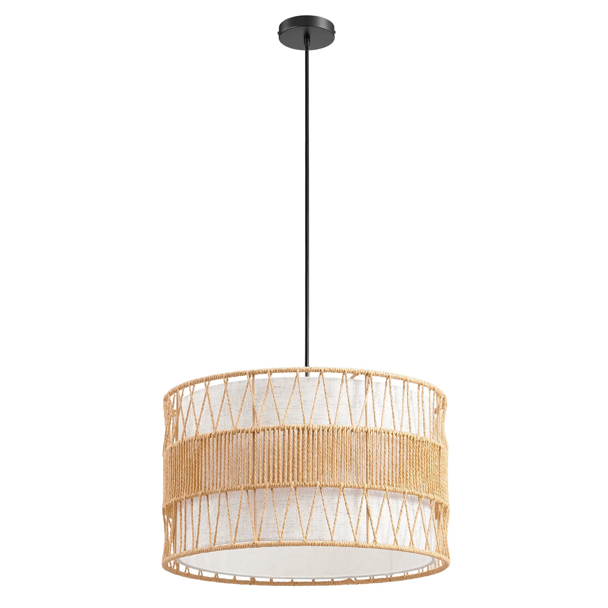 Natural Paper Rope Fabric Pendant Light  (16")