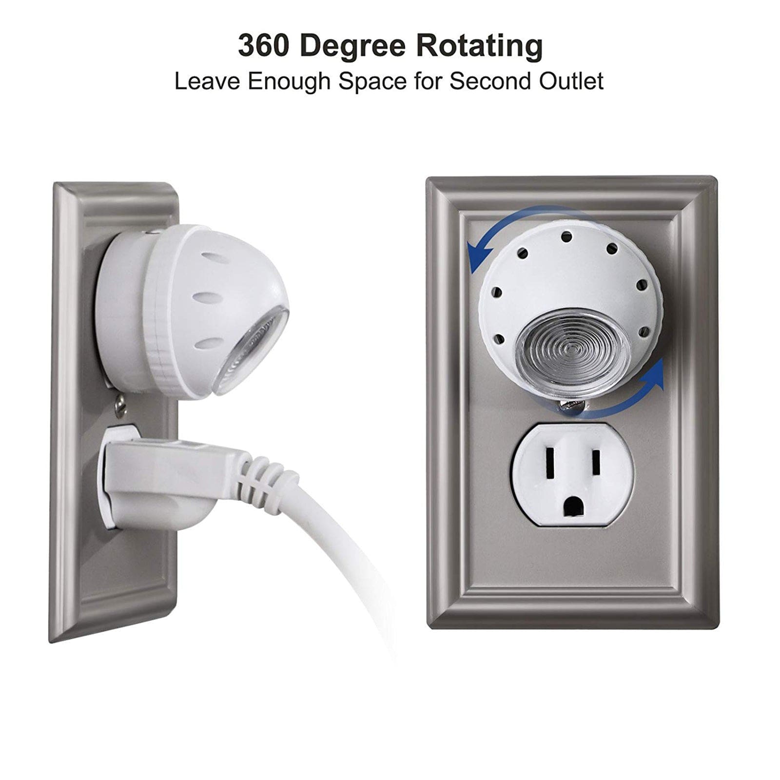 DEWENWILS Plug in Night Light with Light Sensor, 360° Rotating LED Nightlights for Kids, Adults, Bedroom, Hallway, Bathroom, Stairways, Warm White (4 Pack)-F1HPSL02R