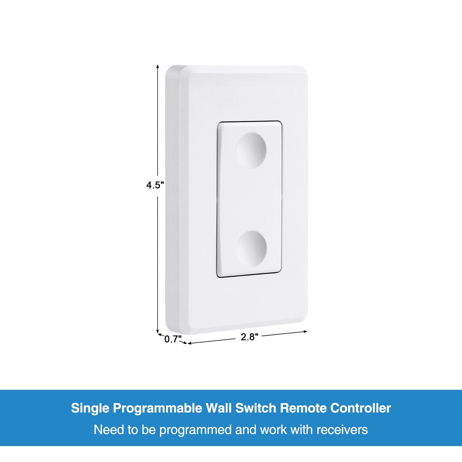 DEWENWILS Single Wall Mounted Switch Remote Controller Without Receiver (1 Programmable Wall Switch Remote Only) -HRLS11B-R1