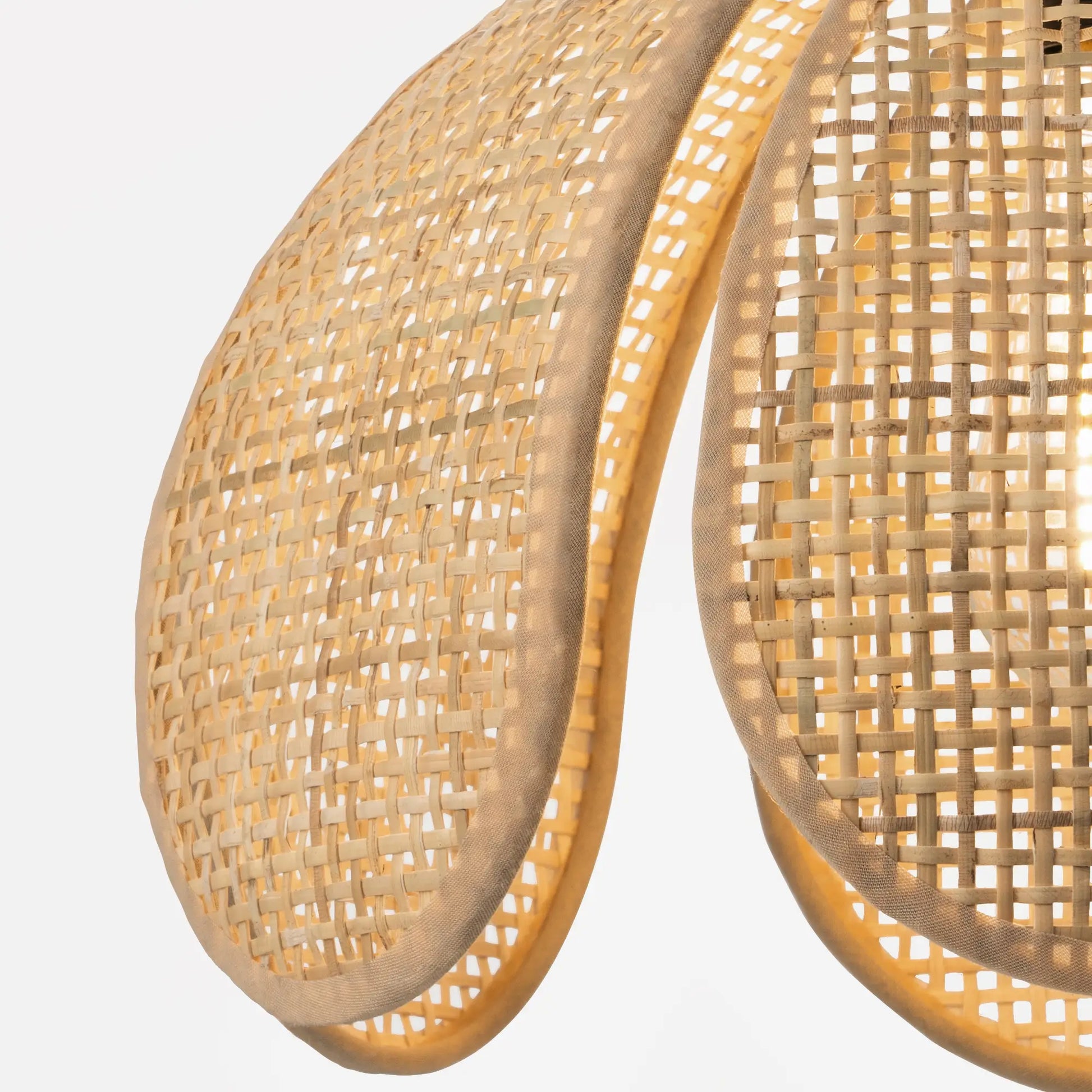 Six-petaled Woven Rattan Semi Flush Mount (12”)