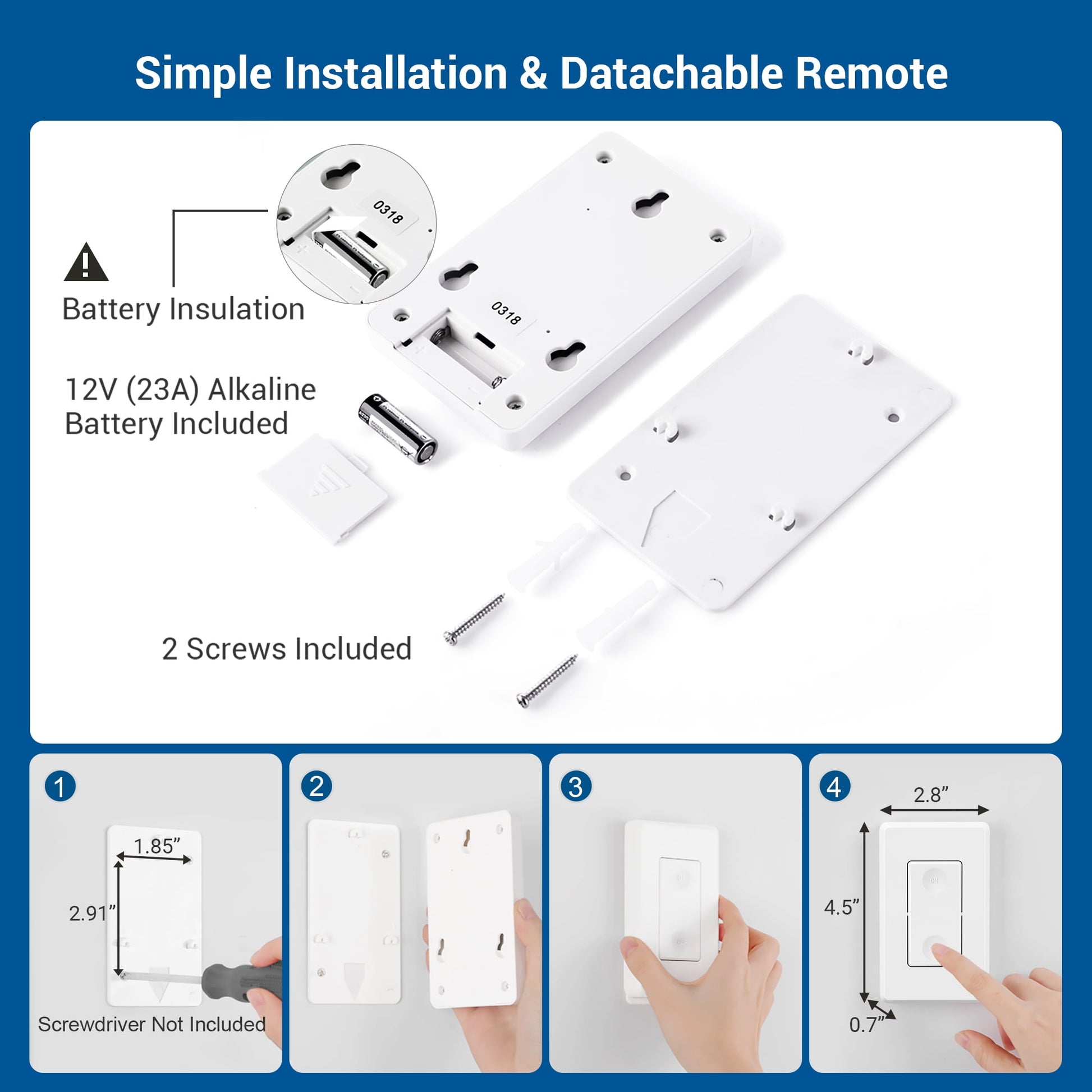 DEWENWILS Indoor Wireless Remote Control Outlet, Electrical Plug in on off Power Switch, Wireless Wall Mounted Light Switch