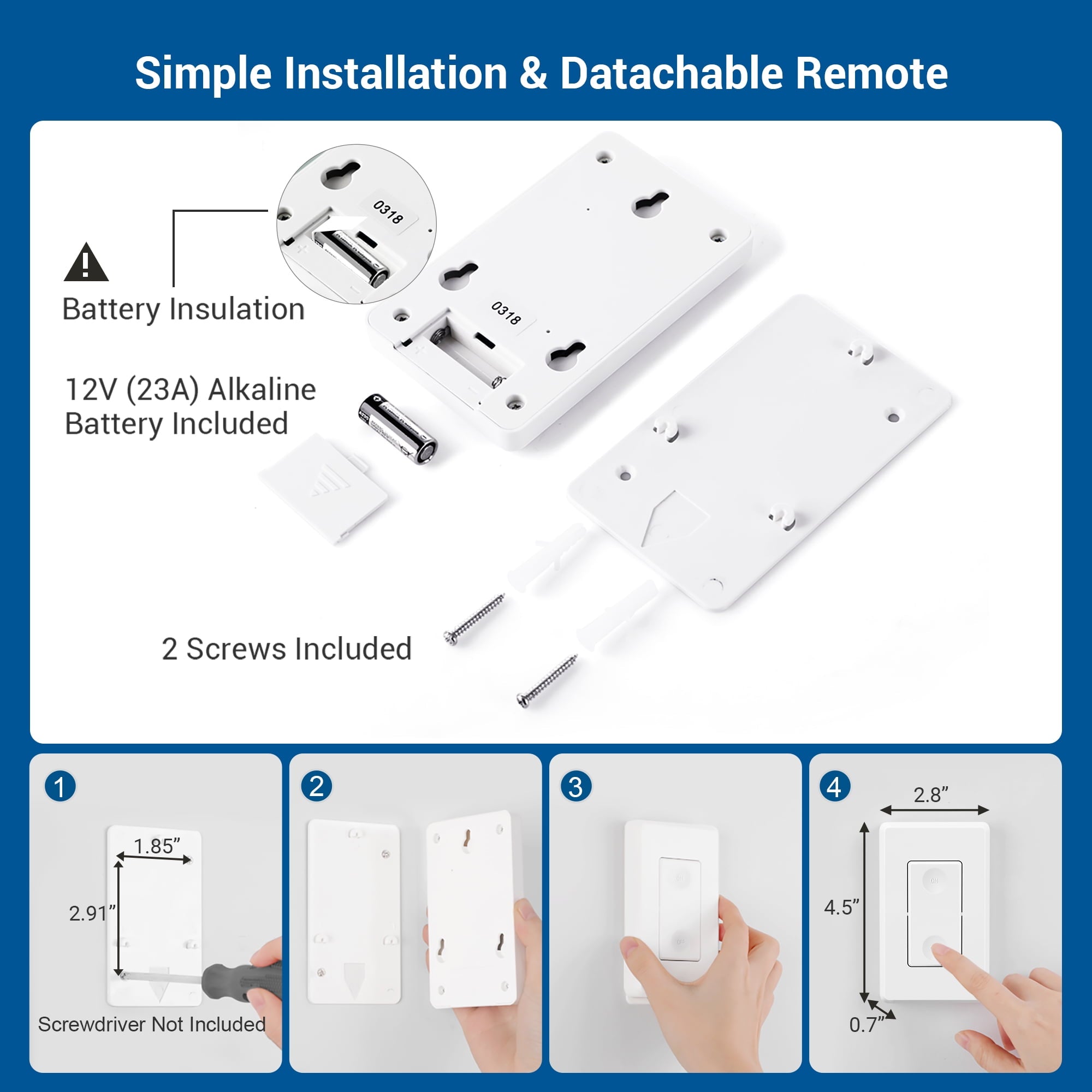 DEWENWILS Indoor Wireless Remote Control Outlet, Electrical Plug in on off Power Switch, Wireless Wall Mounted Light Switch