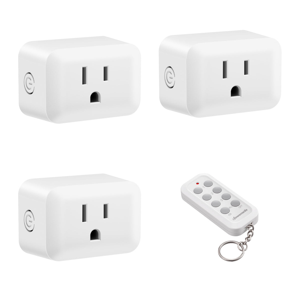 DEWENWILS Wireless Remote Control Outlet Set, 1 Transmitter + 3 Receivers, 100FT RF Range, Programmable and Expandable Electrical Outlet Switch for Lamps, Fans, and Appliances