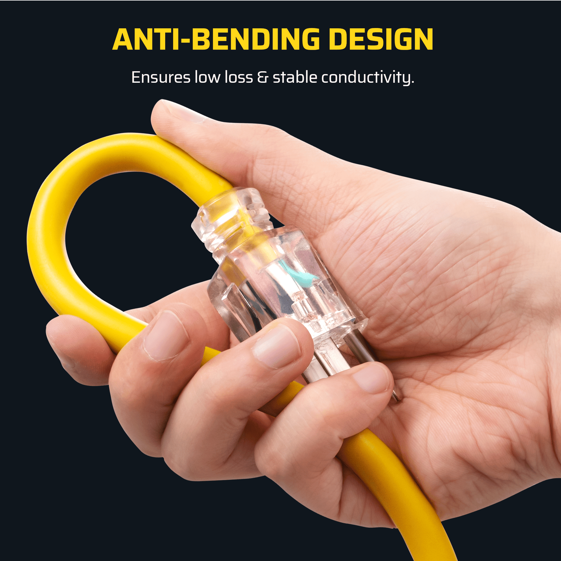 DEWENWILS 2 Pack 15ft Yellow Extension Cord 16/3 Gauge 3 Prong Outlet with Indicator Light SJTW