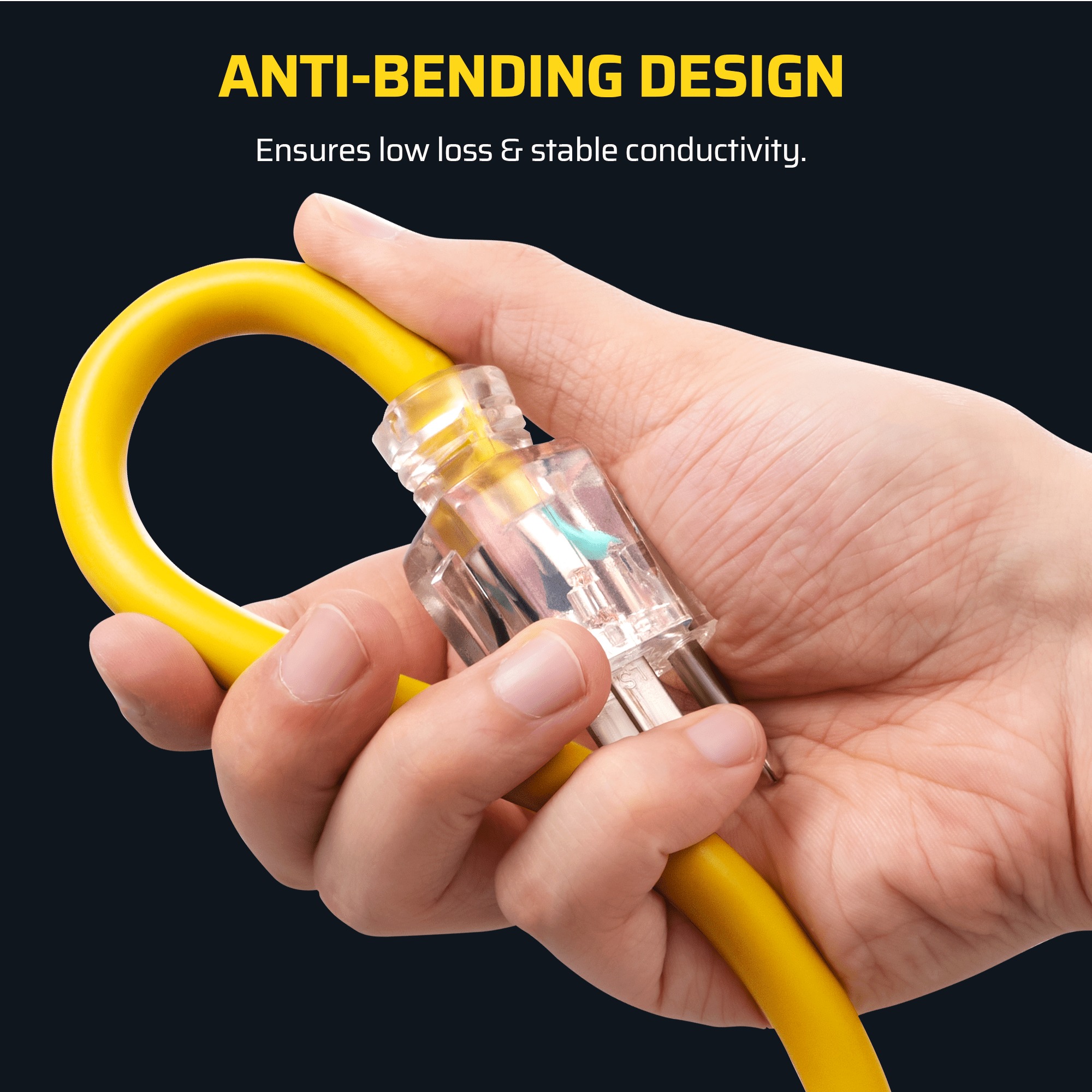 DEWENWILS 2 Pack 15ft Yellow Extension Cord 16/3 Gauge 3 Prong Outlet with Indicator Light SJTW