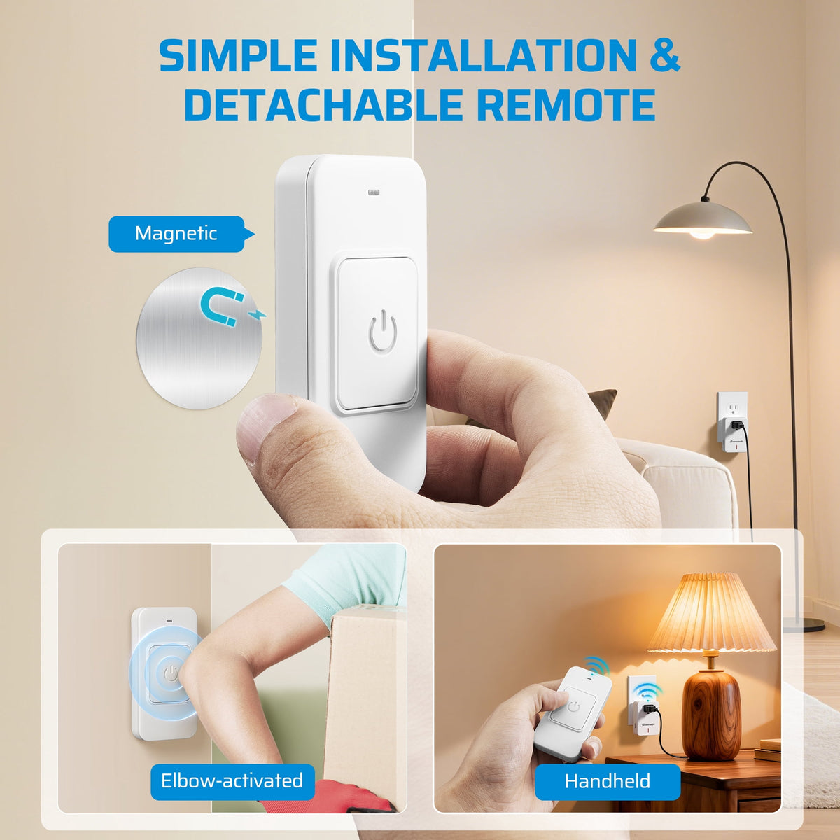 DEWENWILS Magnetic Wireless Remote Control Outlet – 100ft RF Range, No Programming Needed, Compact 3-Prong Plug-in Switch