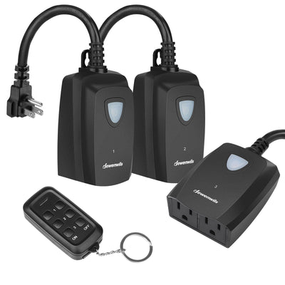 DEWENWILS Waterproof 100ft Programmable Wireless Remote Control Outlet kit (1 Remote + 3 Outlets)--F4SHRS103F2