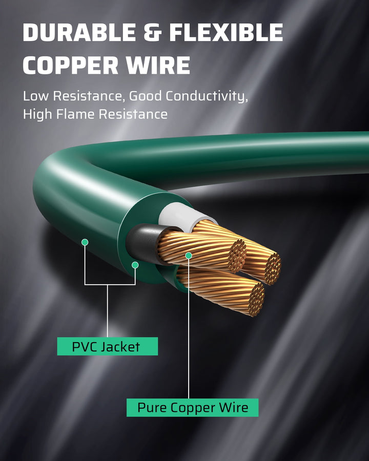 DEWENWILS 27FT Outdoor Extension Cord for Outside Halloween Christmas Lights Decoration, Evenly 3 Outlets with Safety Cover, 16 AWG SJTW Green
