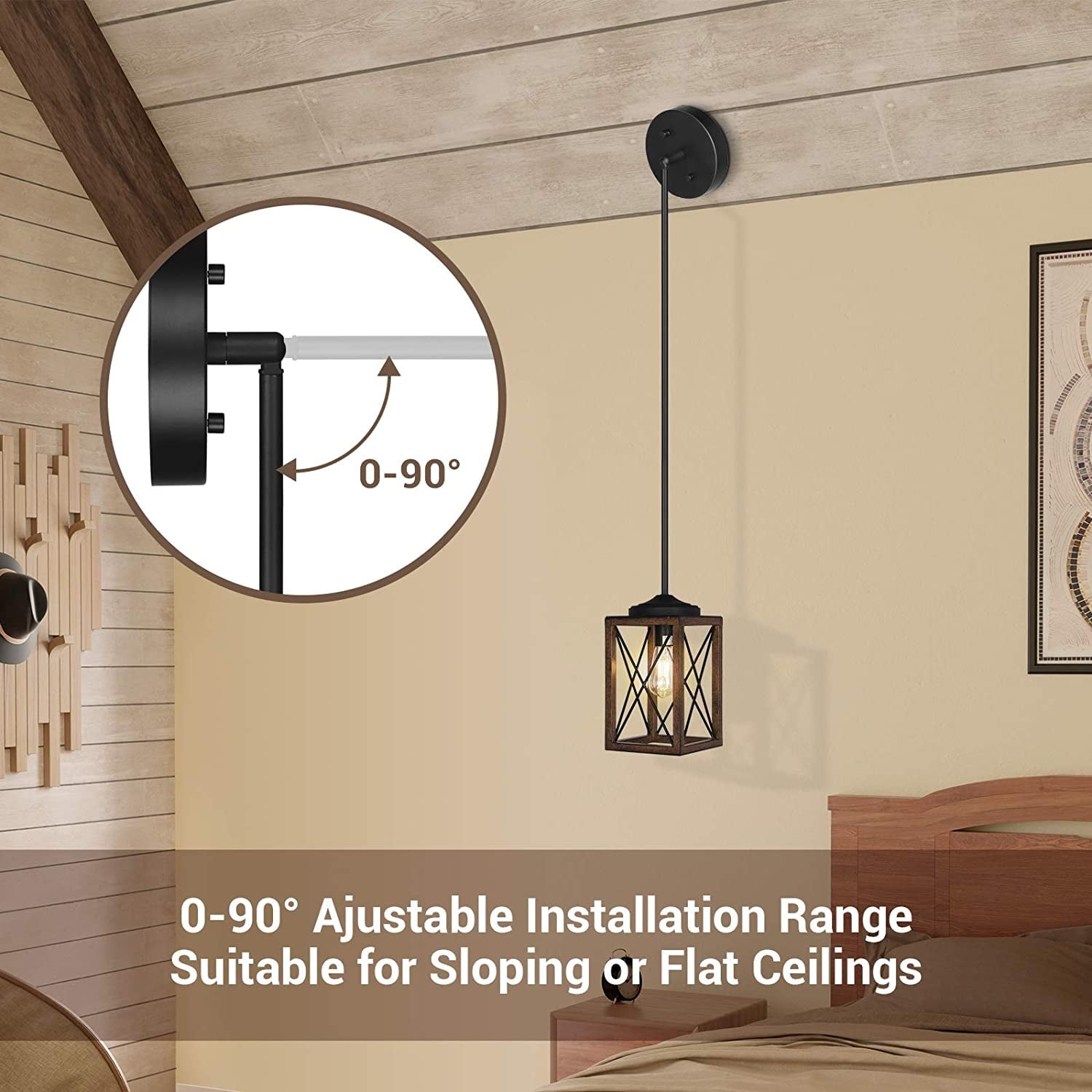 DEWENWILS Farmhouse 1-Light Adjustable Height Incandescent Metal Pendant Light for for Kitchen Island, Dinning Room