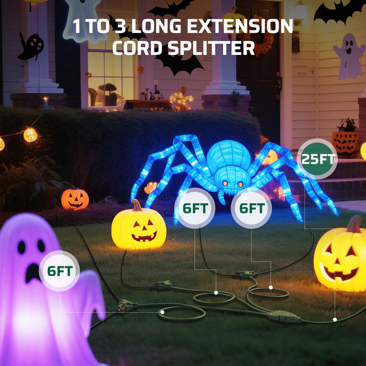 DEWENWILS 43 FT (25+6+6+6) Outdoor Extension Cord for Outside with 6 Outlets, Extension Cord Outdoor for Halloween Christmas Landscape Lighting, 16 AWG SJTW