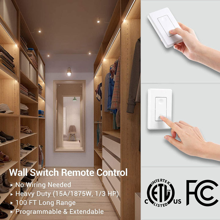 DEWENWILS Wireless Remote Control Outlet Switch, Remote Wall Switch and Outlet, 125VA/15A/1875W, 100ft RF Range