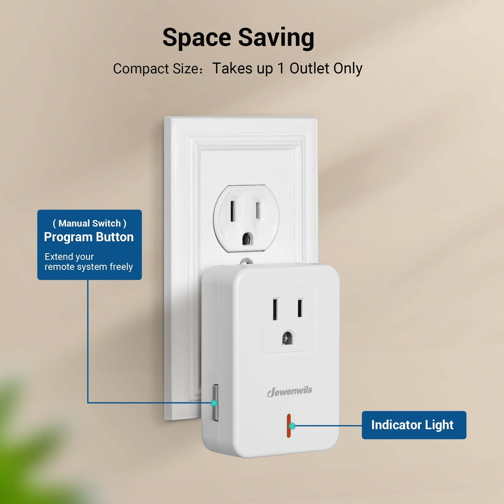 DEWENWILS Indoor Wireless Remote Control Outlet, Electrical Plug in on off Power Switch, Wireless Wall Mounted Light Switch