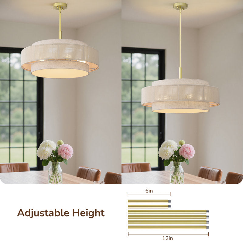 5-Light Drum Chandelier With Fabric And Rope Shades (24'')