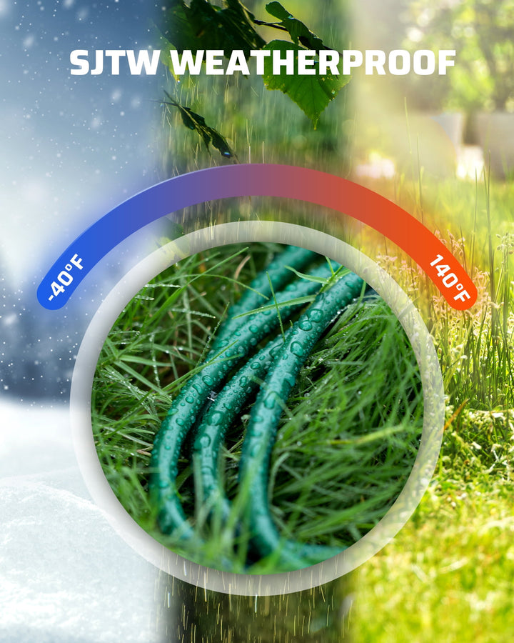 DEWENWILS 27FT Outdoor Extension Cord for Outside Halloween Christmas Lights Decoration, Evenly 3 Outlets with Safety Cover, 16 AWG SJTW Green