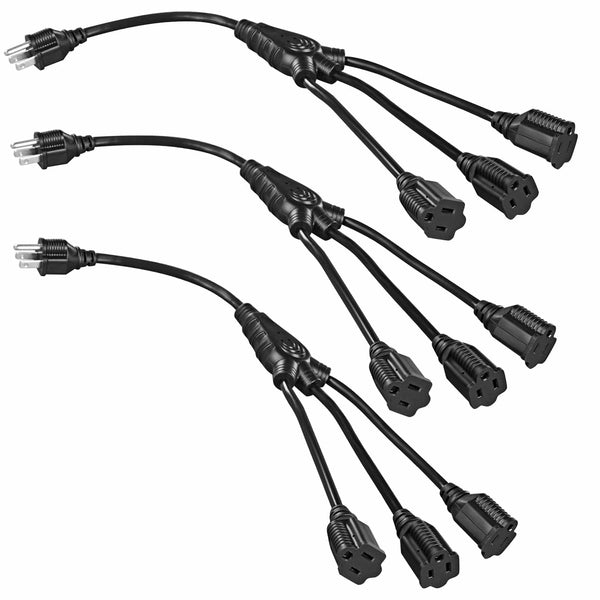 DEWENWILS 18 Inch 1 to 3 Light Extension Cord Splitter, 16AWG