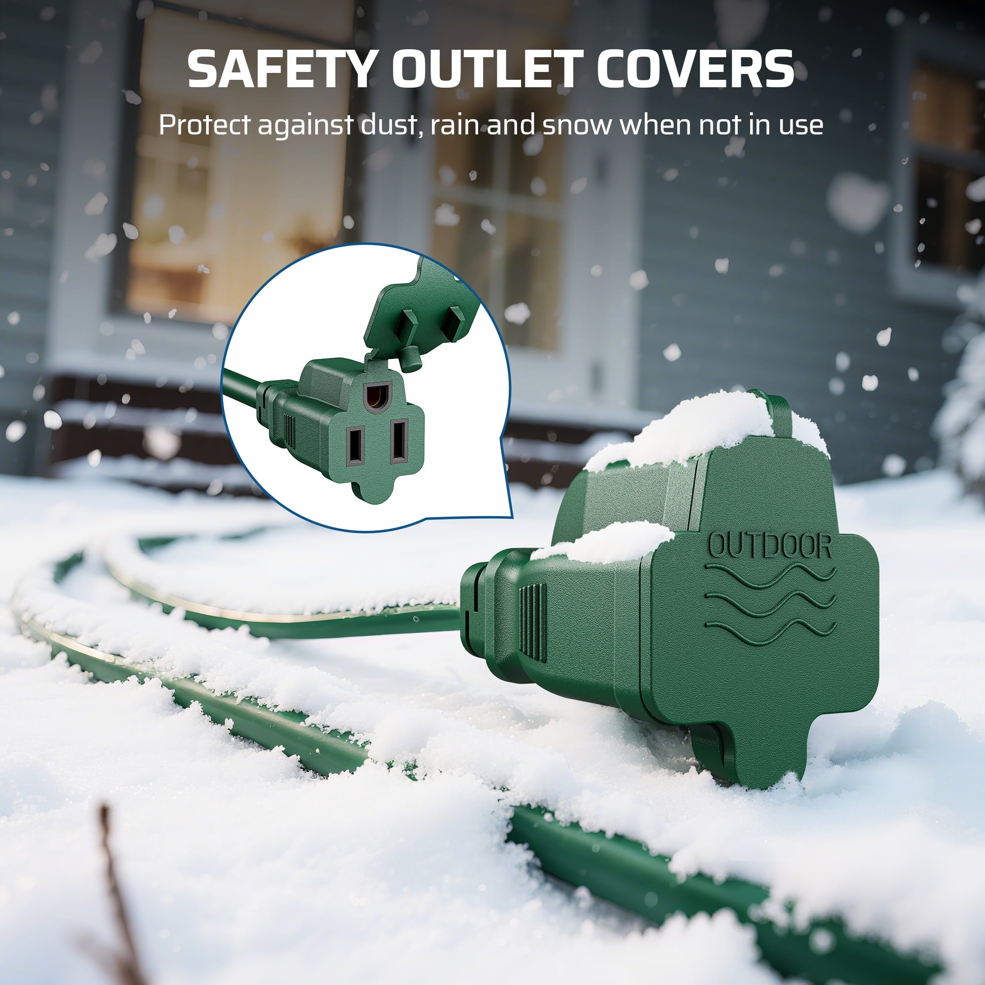 DEWENWILS Outdoor Extension Cords for Outside 13FT (4+3+3+3), Extension Cord Multiple 3 Outlets with Safety Cover 16 AWG SJTW ETL Listed
