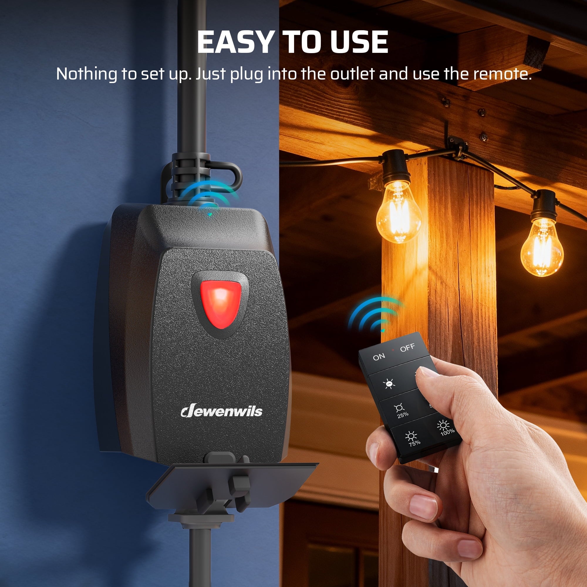 DEWENWILS Dimmer Switch for Light Lamp Outdoor Dimmer Plug Remote Control