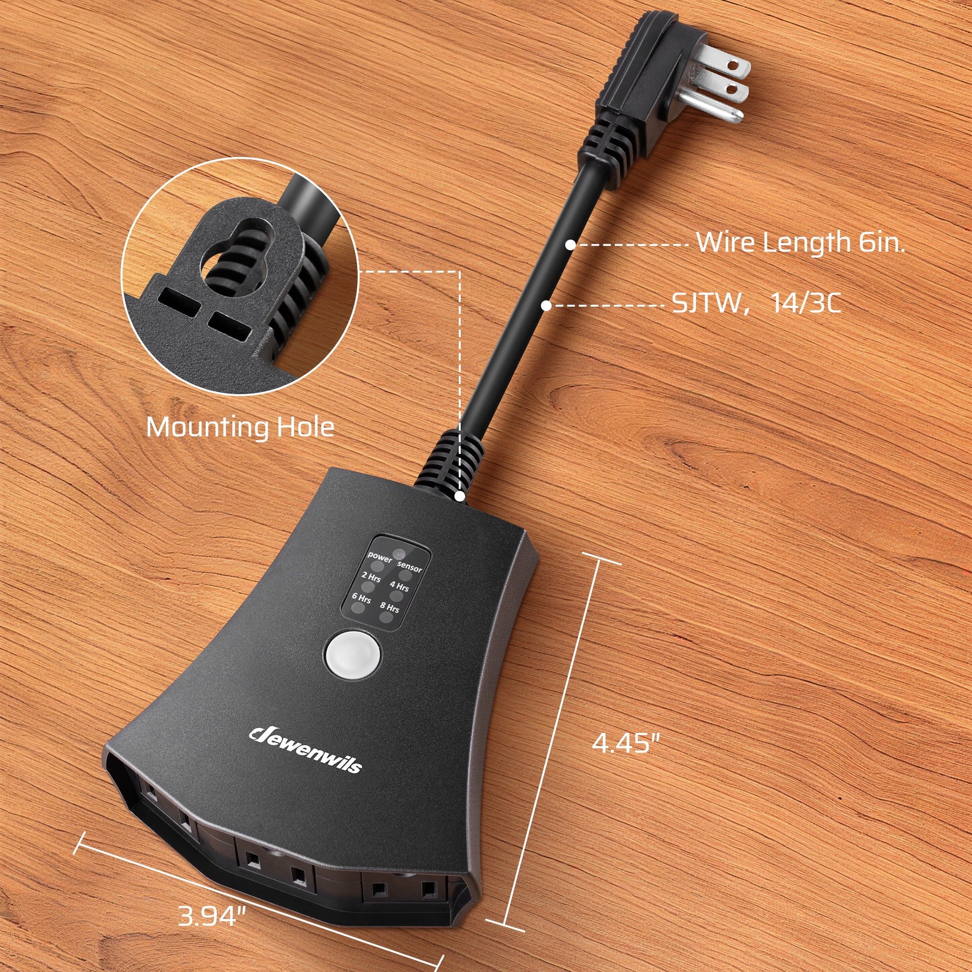 DEWENWILS Plug-in Christmas Light Timer Outdoor, Weatherproof, Heavy Duty 3-Prong Grounded Outlet, Dusk to Dawn and 2/4/6/8 Countdown Timer for Holiday Decoration Lights, UL Listed