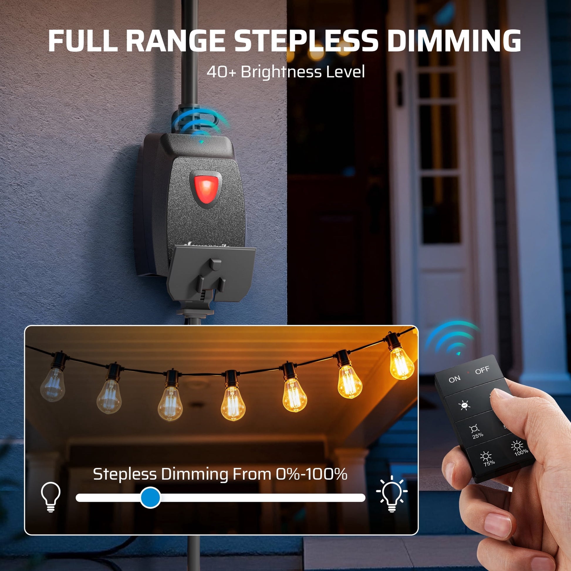 DEWENWILS Dimmer Switch for Light Lamp Outdoor Dimmer Plug Remote Control