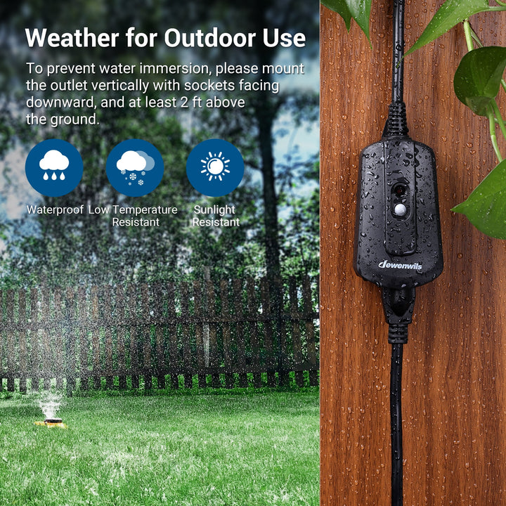 DEWENWILS Outdoor Wireless Remote Control Outlet, Weatherproof Remote Control Light Switch, 15 Amp, No Interference, Black