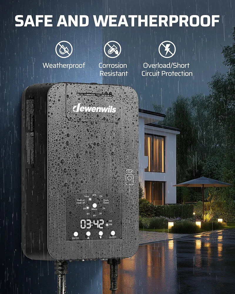 DEWENWILS 300W Landscape Lighting Transformer with Photocell Sensor & Timer