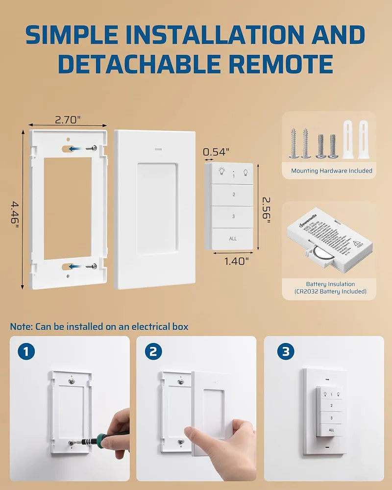 DEWENWILS Remote Control Outlet, 1 Magnetic Remote and 3 Outlets