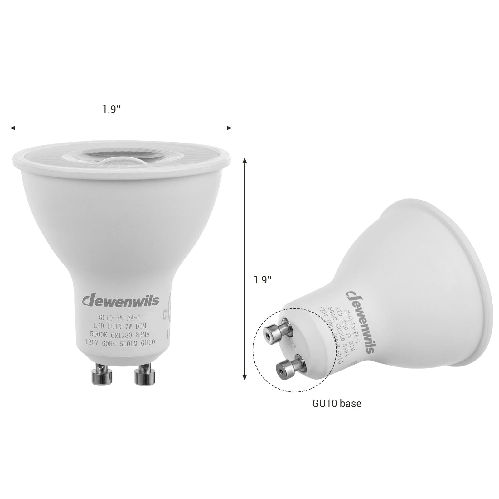 DEWENWILS Daylight GU10 LED Light Bulb, 500LM, Dimmable 5000K  GU10 Bulb Replacement for Track Lighting, 7W(50W Equivalent) LED Bulbs for Living Room, Kitchen Range Hood, Bathroom (6 Pack)-HDGU10F