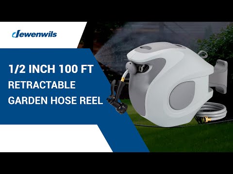Wall-Mounted Hose Reel Hose Box, Retractable Garden Hose Reel, can be  swiveled 180 ° Equipped with Adjustable Nozzle and System Parts