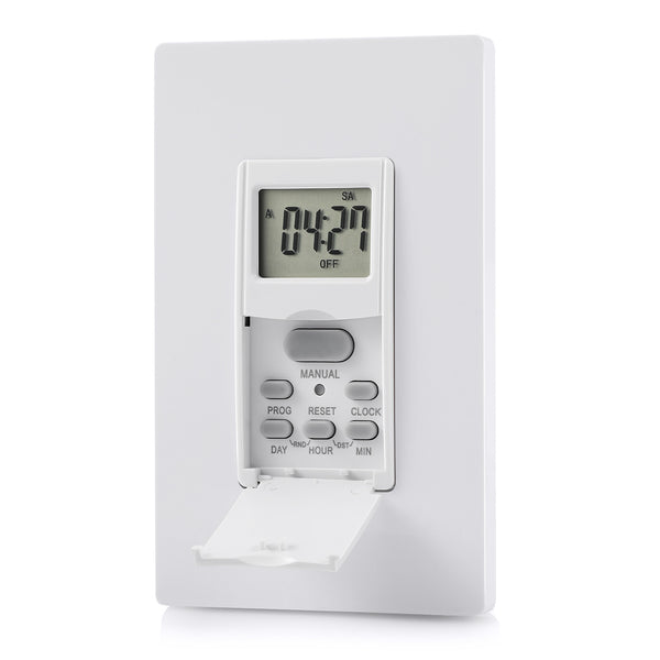 DEWENWILS Indoor In Wall Digital Timer Switch, Programmable Switch Timer, 7 Day, 7 ON/Off Settings-SHIDT12W