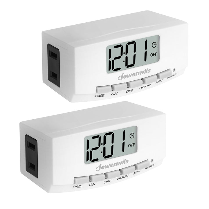 DEWENWILS Digital Timers for Electrical Outlets, Daily/7-Day/CTD, 120V 15A  1800W Indoor Light Timer, Dual 3-Prong Outlet, Easy to Program for Light