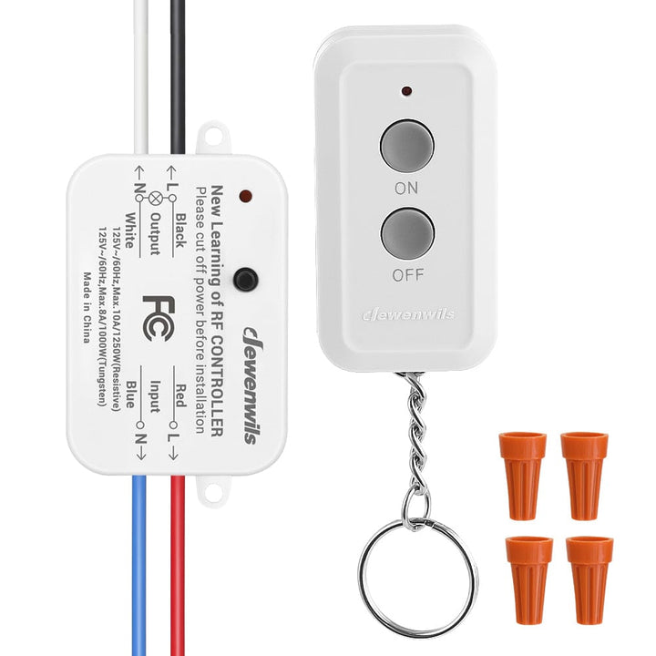 DEWENWILS Wireless Light Switch, Remote Control Switch and Receiver Kit, 100ft RF Range, (2 Switches and 1 Receiver)