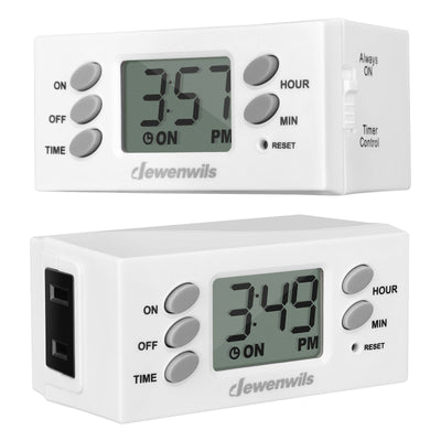 DEWENWILS 24-Hour Programmable Digital Timer Outlet, Plug in Outlet Timer, Indoor Light Timer with 1 Polarized Outlet (2 Pack)--SHDTI22C