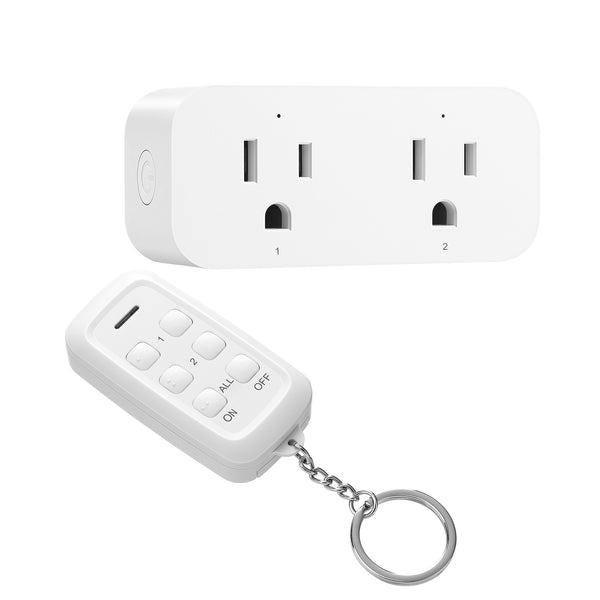 DEWENWILS 100ft Wireless Remote Control Outlet, 2 Independent Control Sockets --SHRS101W