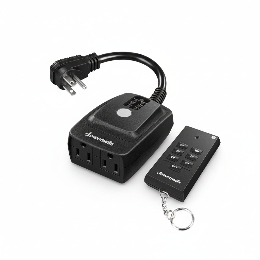 DEWENWILS Waterproof Light Sensor Timer with 2 Grounded Outlets, Plug ...