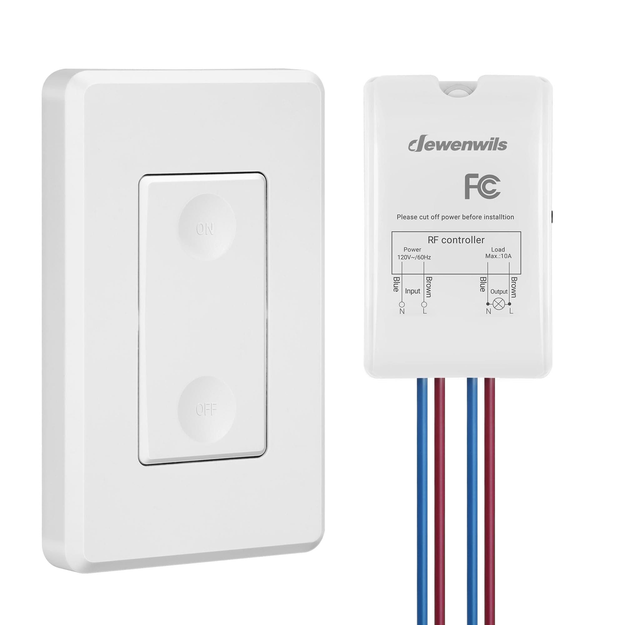 DEWENWILS Wireless Remote Control Light Switch And Receiver 100 Ft RF Dewenwils wireless remote control light switch and receiver 100 ft rf