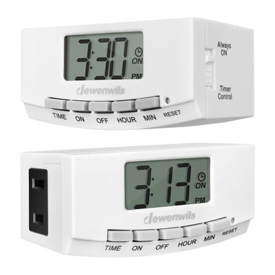 DEWENWILS Digital Timers for Electrical Outlets, 24 Hour Programmable Digital Timer Outlet, Indoor Plug in Outlet Timer (2 Pack)--SHDTI22W