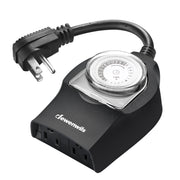 DEWENWILS Mechanical Light Timer, Programmable 24-Hour Plug in Timer with 2 Grounded Outlets-SHOMT12B