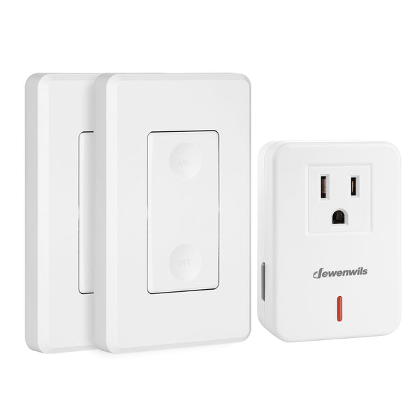 DEWENWILS Indoor 100ft Wireless Remote Control Wall Switch and Outlet (2 Switches +1 Outlet)--SHRLS21C1