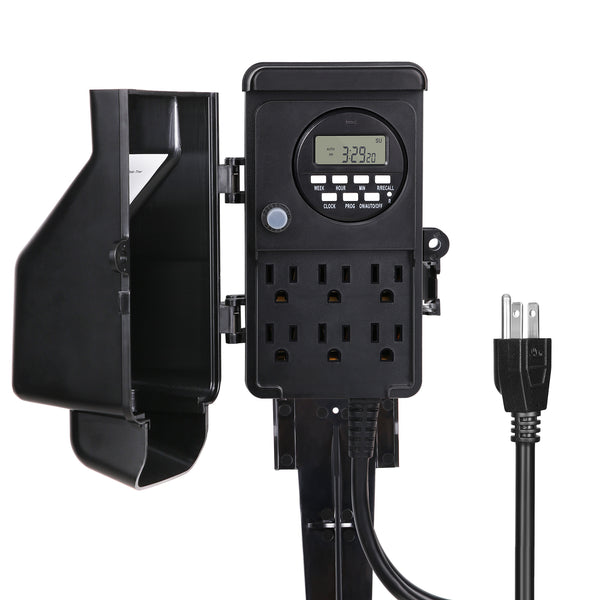 Outdoor Power Stake Timer Waterproof, 100FT Remote Control Outlet Time –  Totality Solutions Inc.