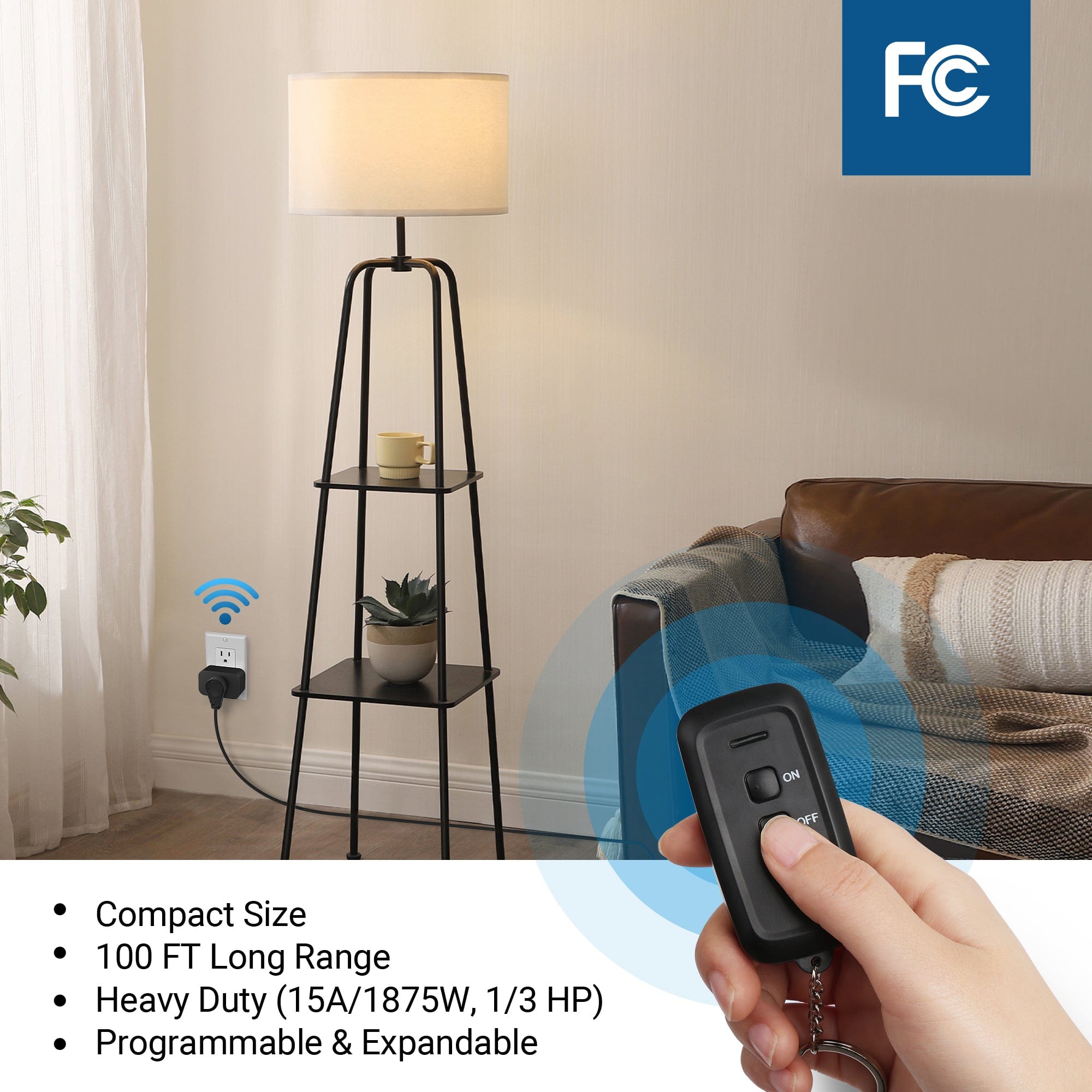 DEWENWILS New Version Indoor 100ft Programmable Wireless Remote Control Outlet--SHRS101P