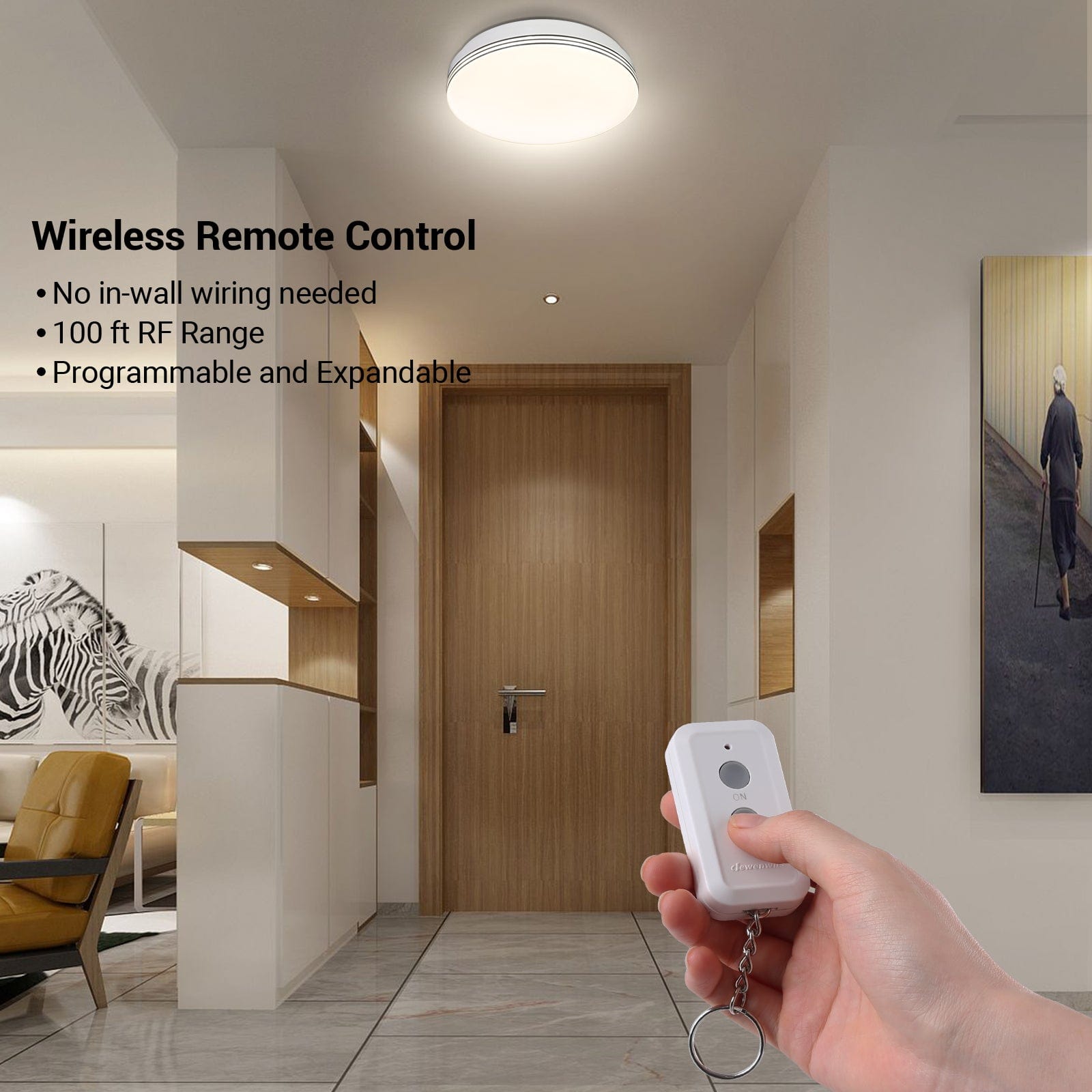 DEWENWILS Indoor 100ft Wireless Remote Control Light Switch and Receiver Kit--SHRLS11F1