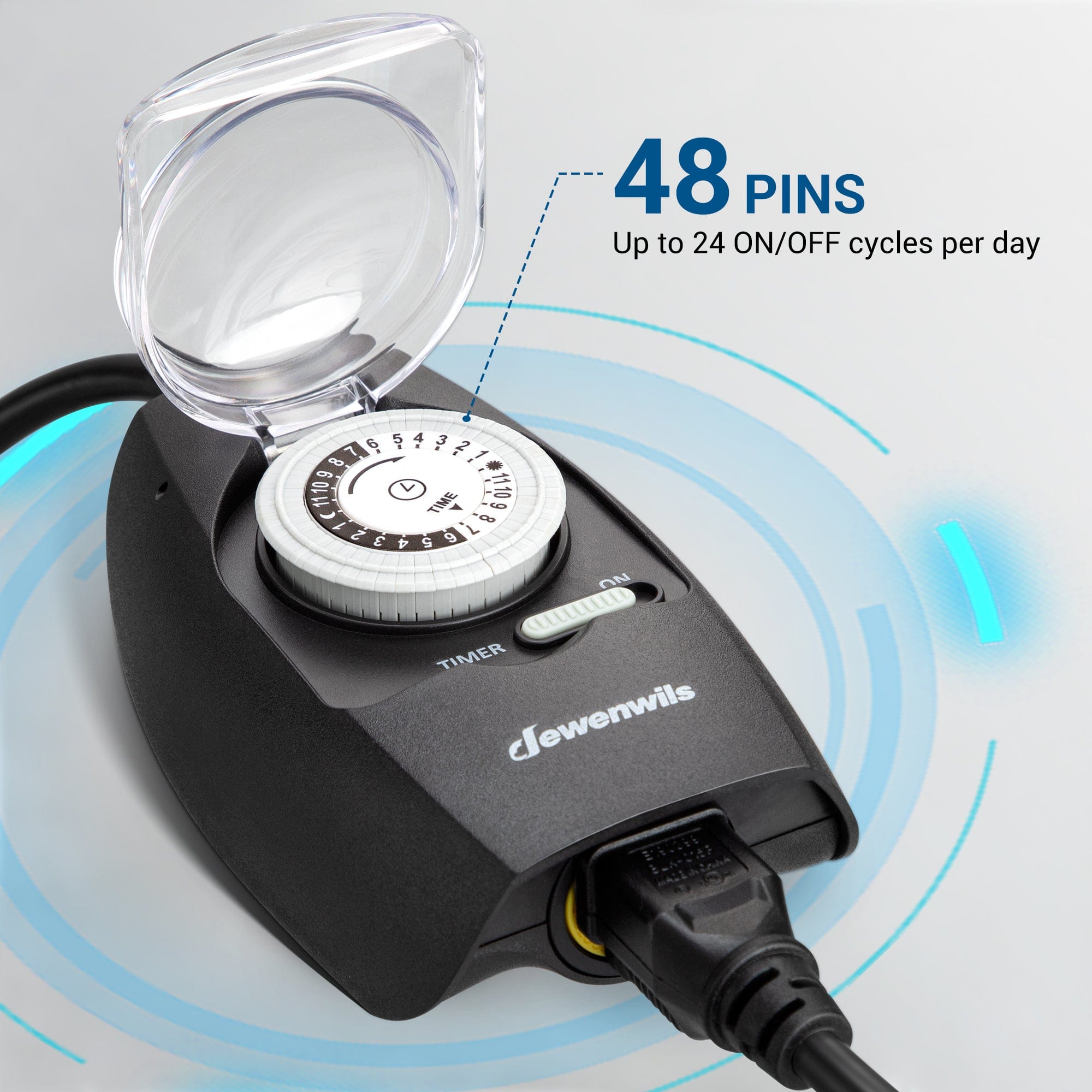 DEWENWILS Waterproof Light Timer , 24-Hour Programmable Plug in Timer with Electrical Outlets (2 Pack)-SHOMT11A