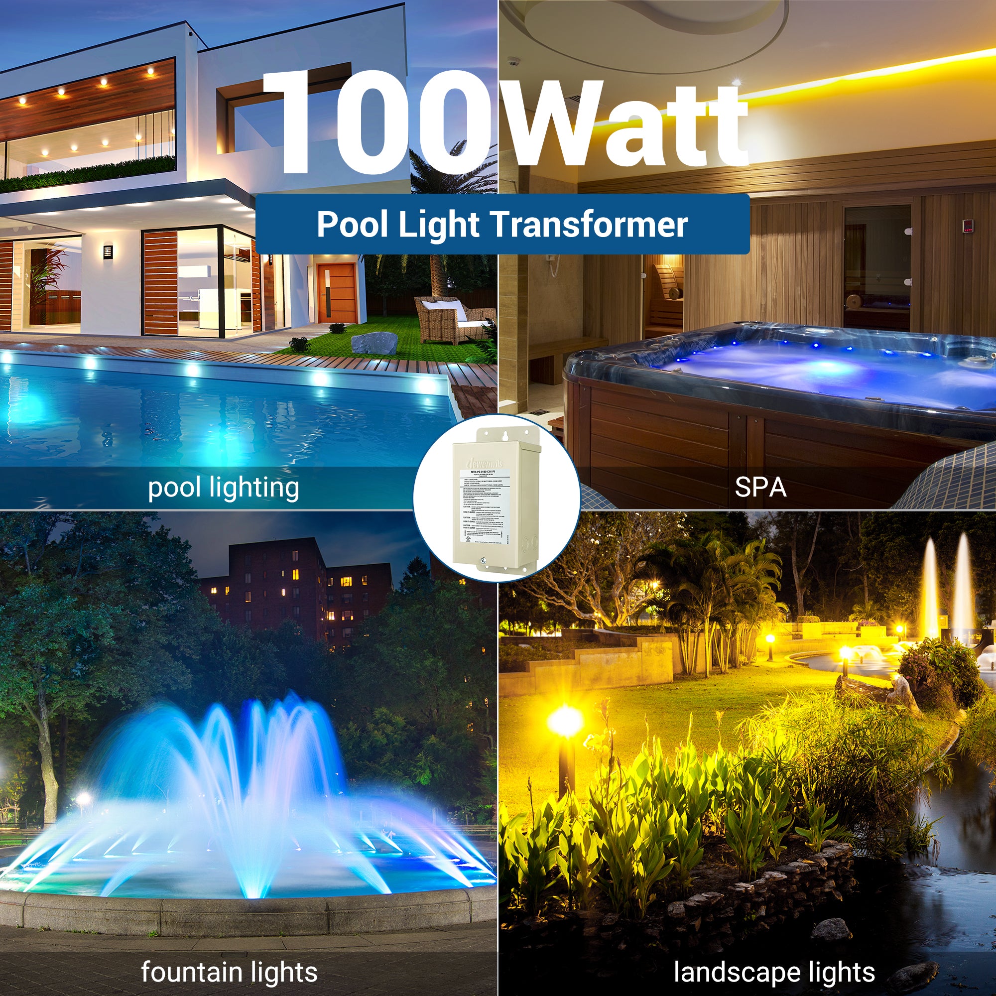 Dewenwils 100W Low Voltage Transformer for swimming pool, spa, fountain