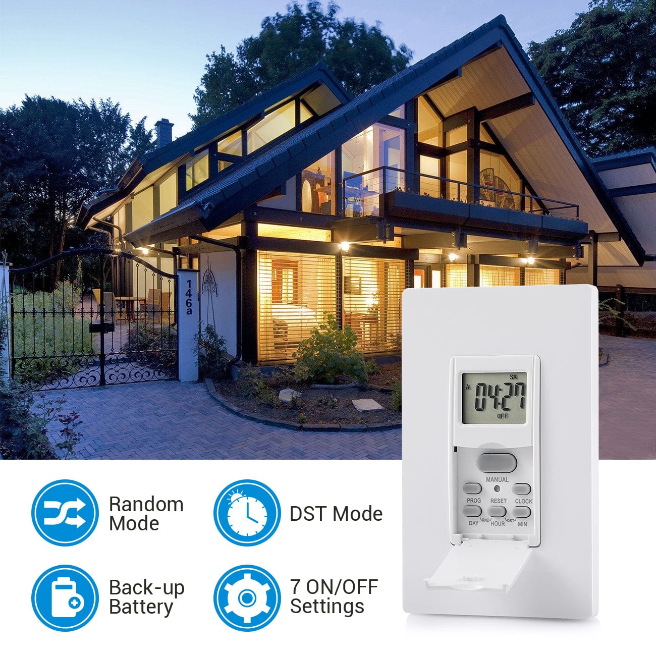 DEWENWILS Indoor In Wall Digital Timer Switch, Programmable Switch ...