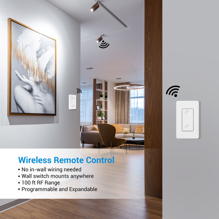 DEWENWILS Wireless Light Switch and Receiver Kit, Remote Control Wall Switch,100 ft RF Range, White