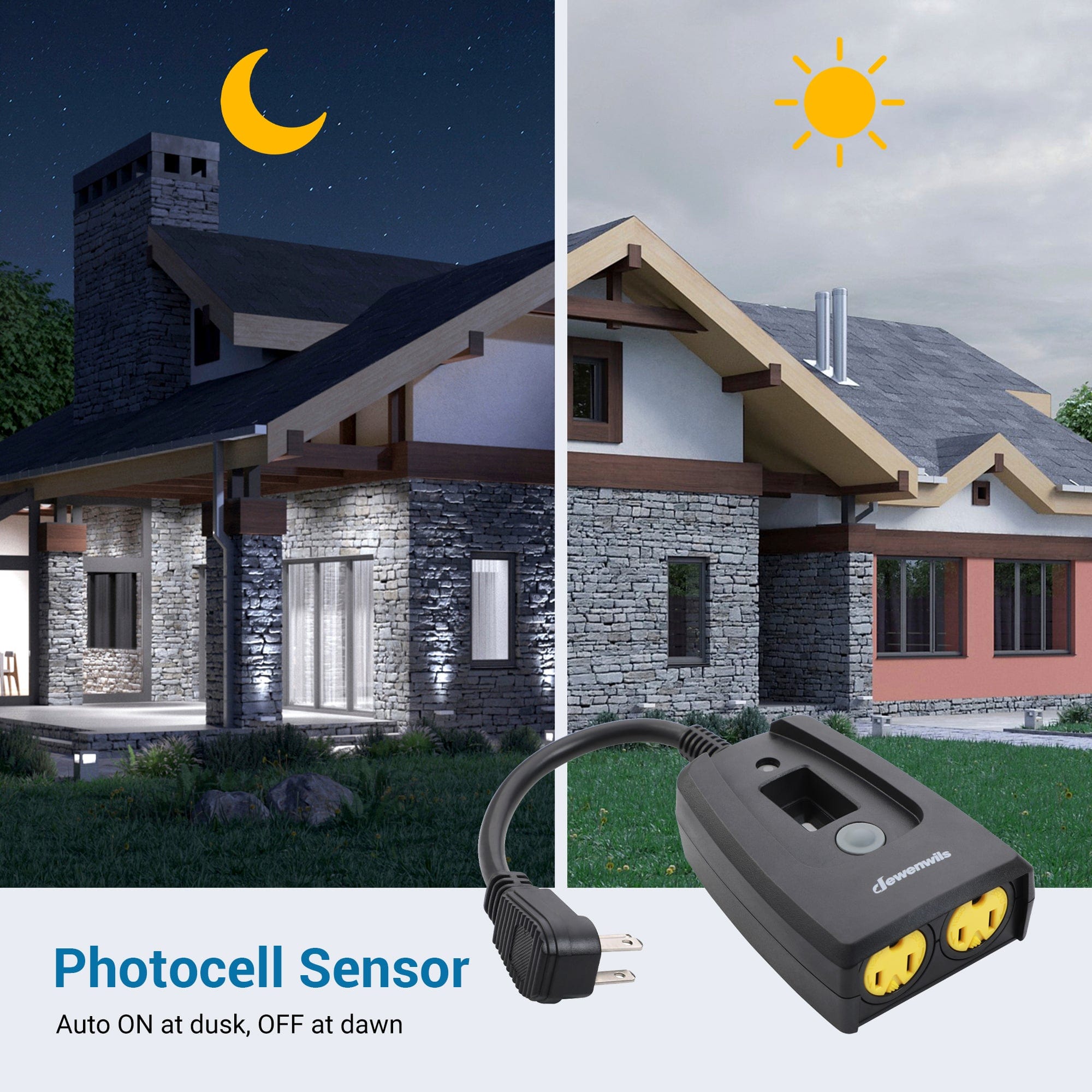 DEWENWILS Outdoor Countdown Timer, Waterproof Dusk to Dawn Timer with 2 Grounded Outlets-SHODT12C